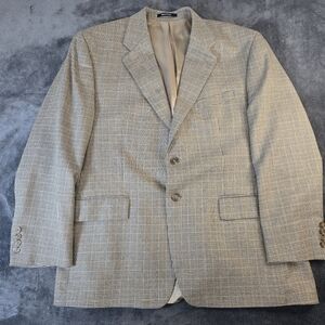 VTG Men's 90s Chaps Ralph Lauren Blazer 46R Made in Canada Wool Silk Houndstooth
